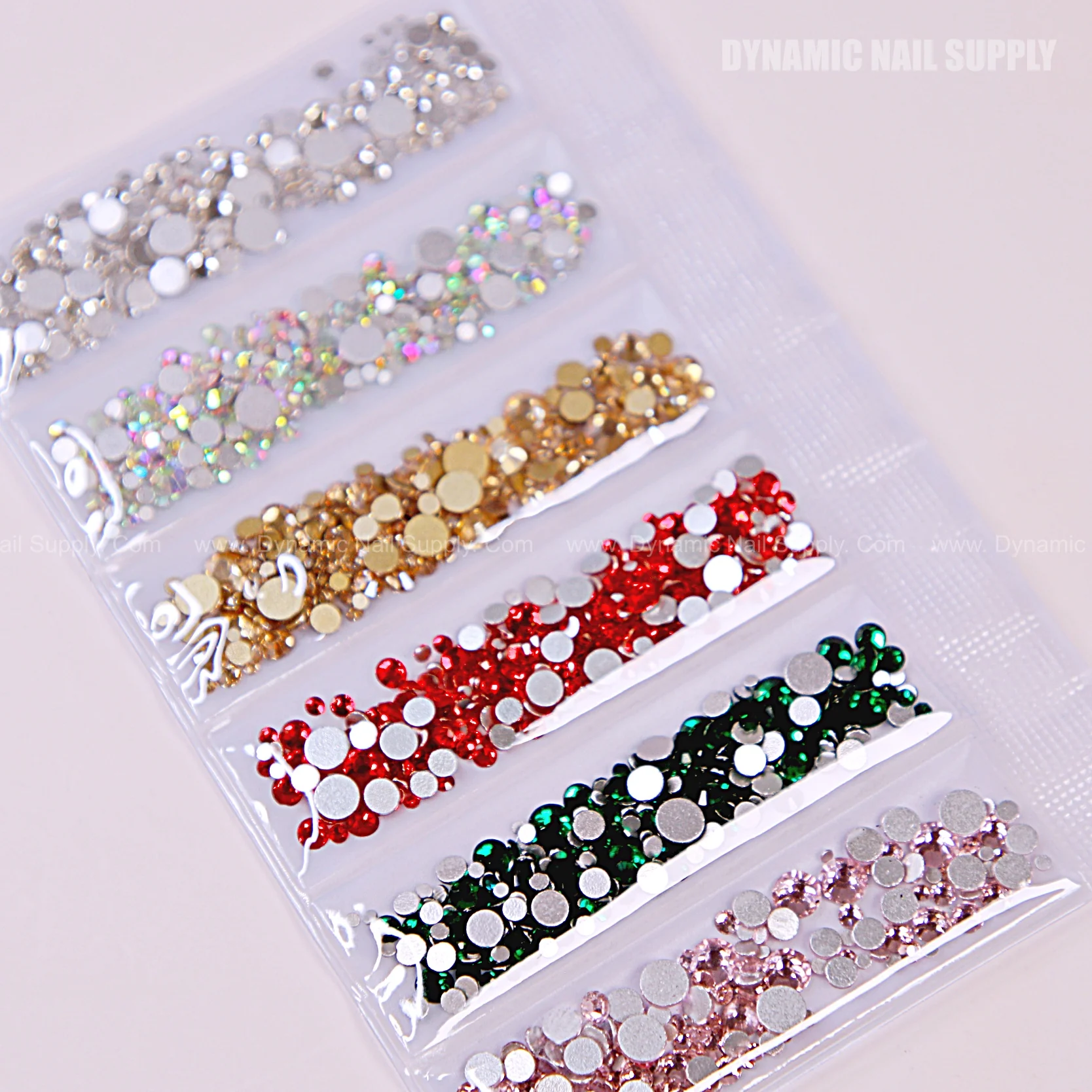 Pink Red Green Silver Gold Round-shape Mixed-sizes Rhinestone set - Image 2