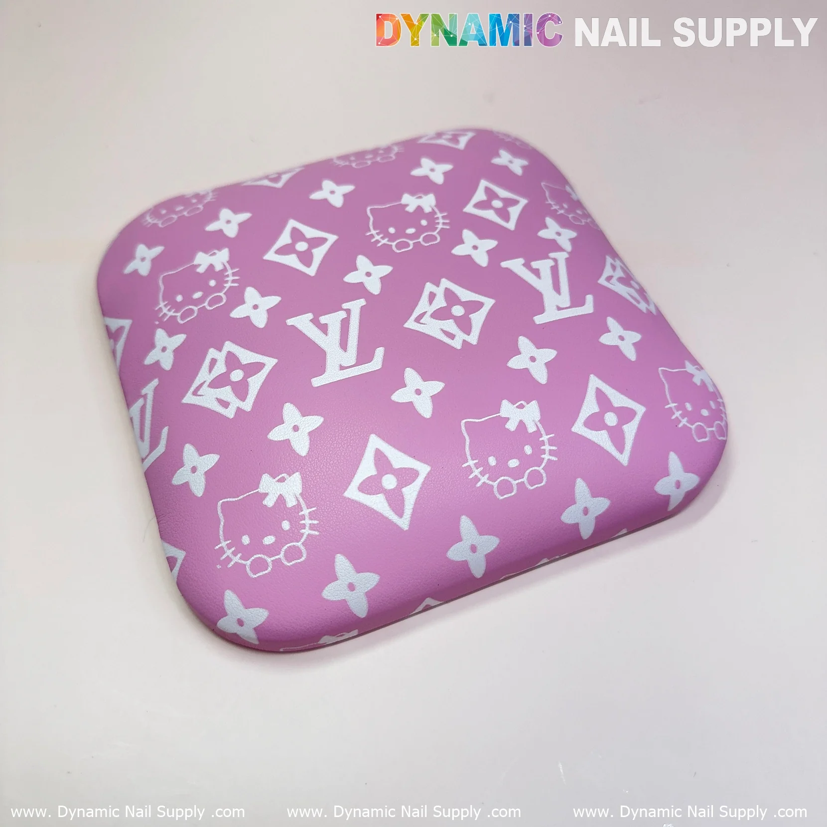 (Pink&White LV Kitty Smooth) Leather Elbow Cushion Pad Arm Rest Support for Manicure Nail Desk - Image 4
