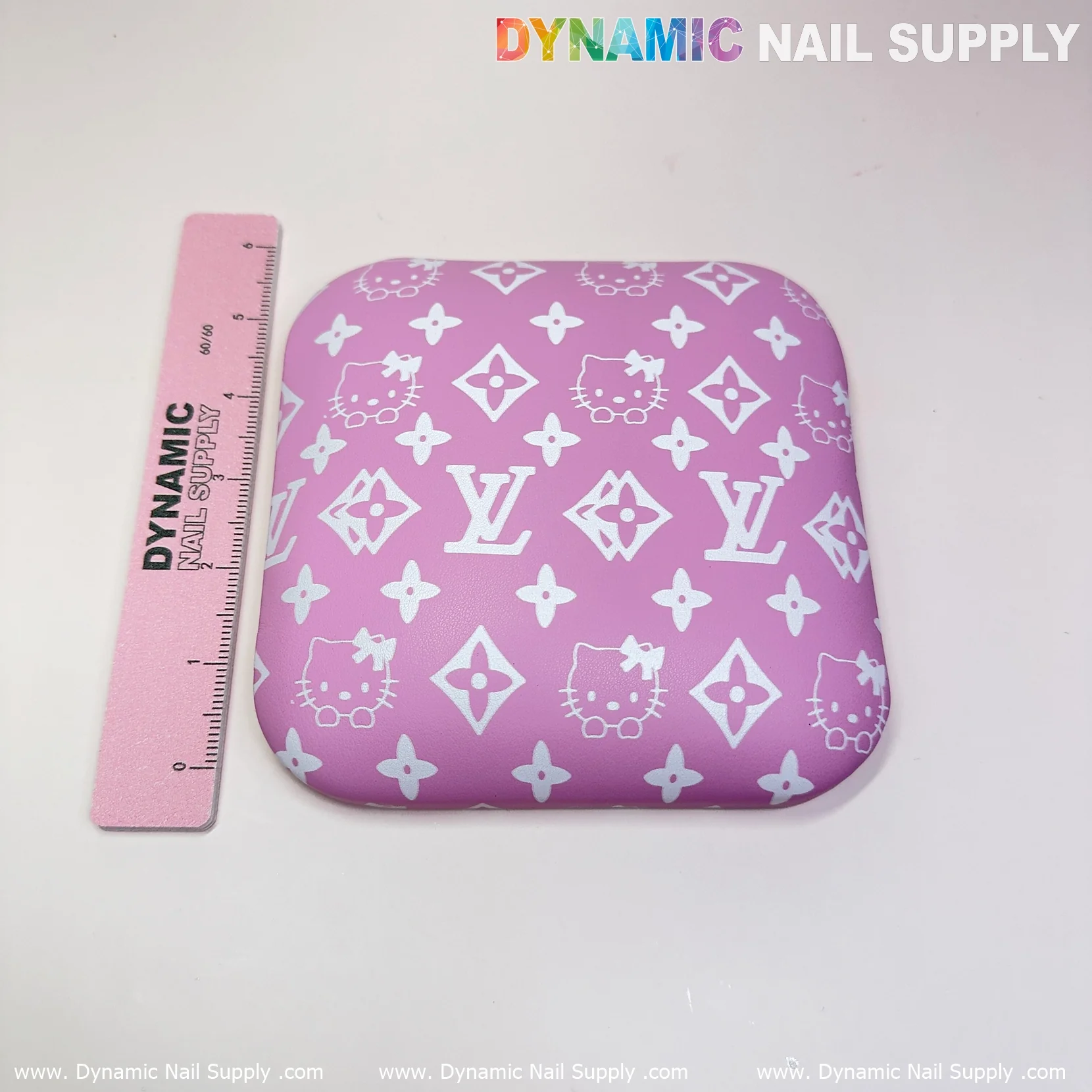 (Pink&White LV Kitty Smooth) Leather Elbow Cushion Pad Arm Rest Support for Manicure Nail Desk - Image 5