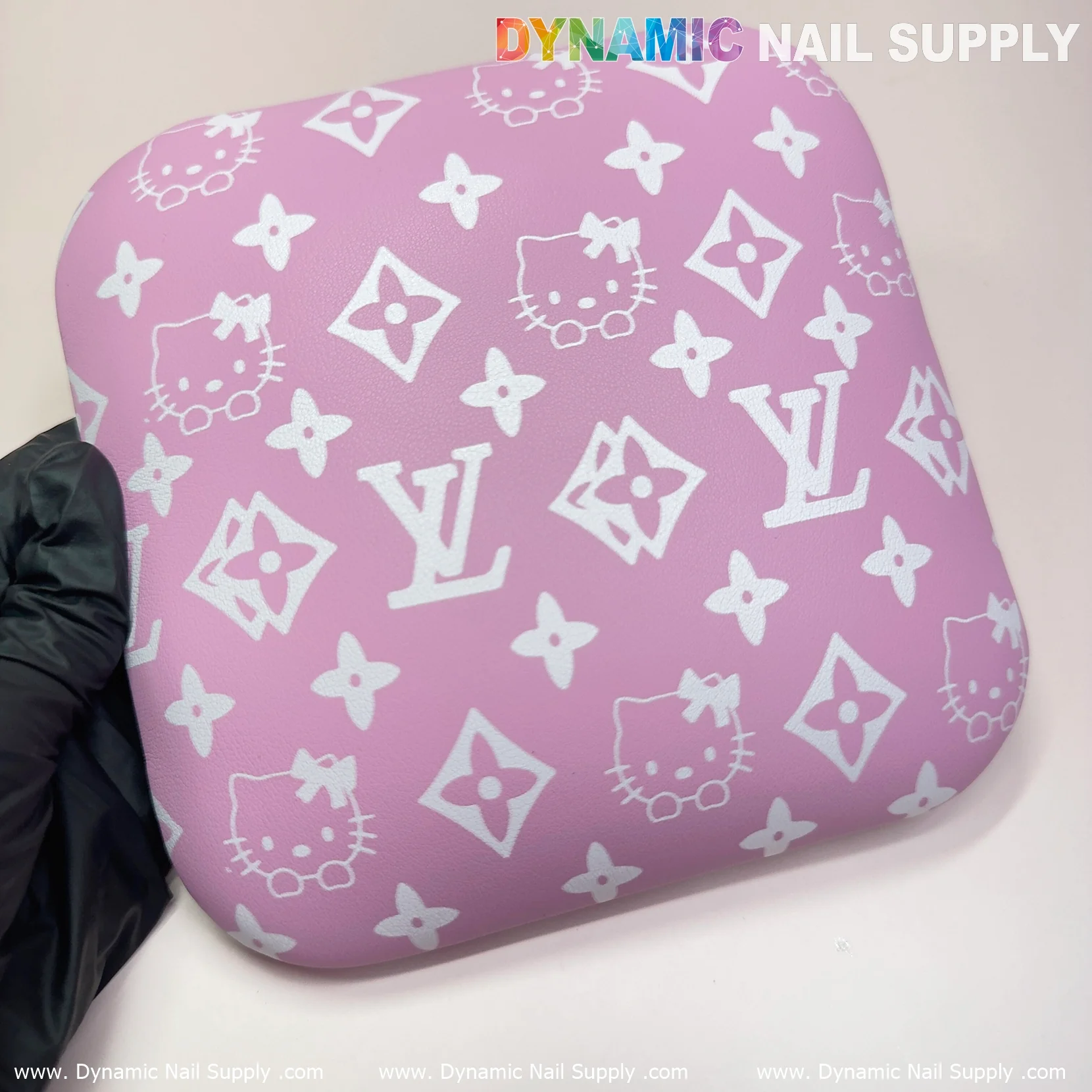 (Pink&White LV Kitty Smooth) Leather Elbow Cushion Pad Arm Rest Support for Manicure Nail Desk - Image 7