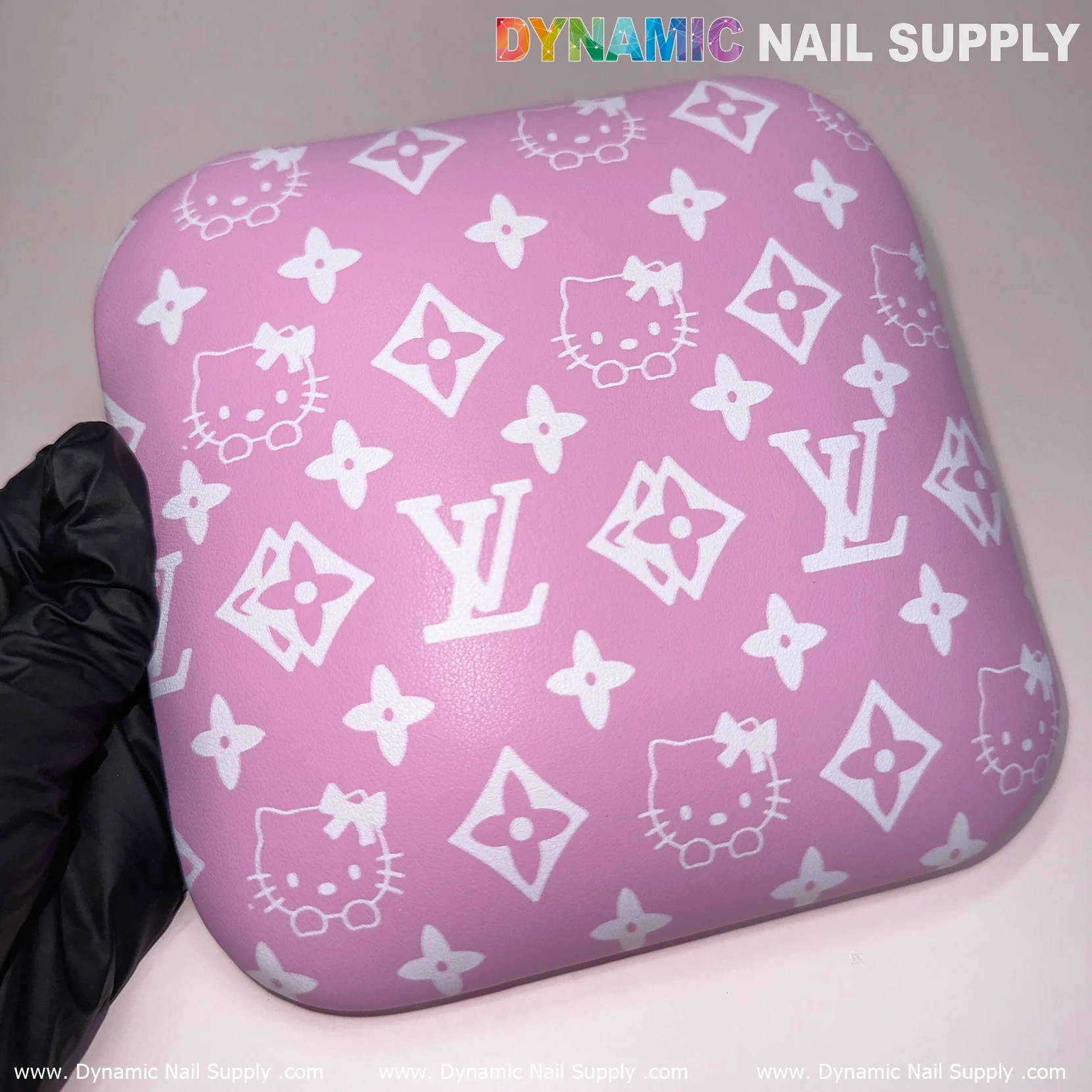 (Pink&White LV Kitty Smooth) Leather Elbow Cushion Pad Arm Rest Support for Manicure Nail Desk - Image 8