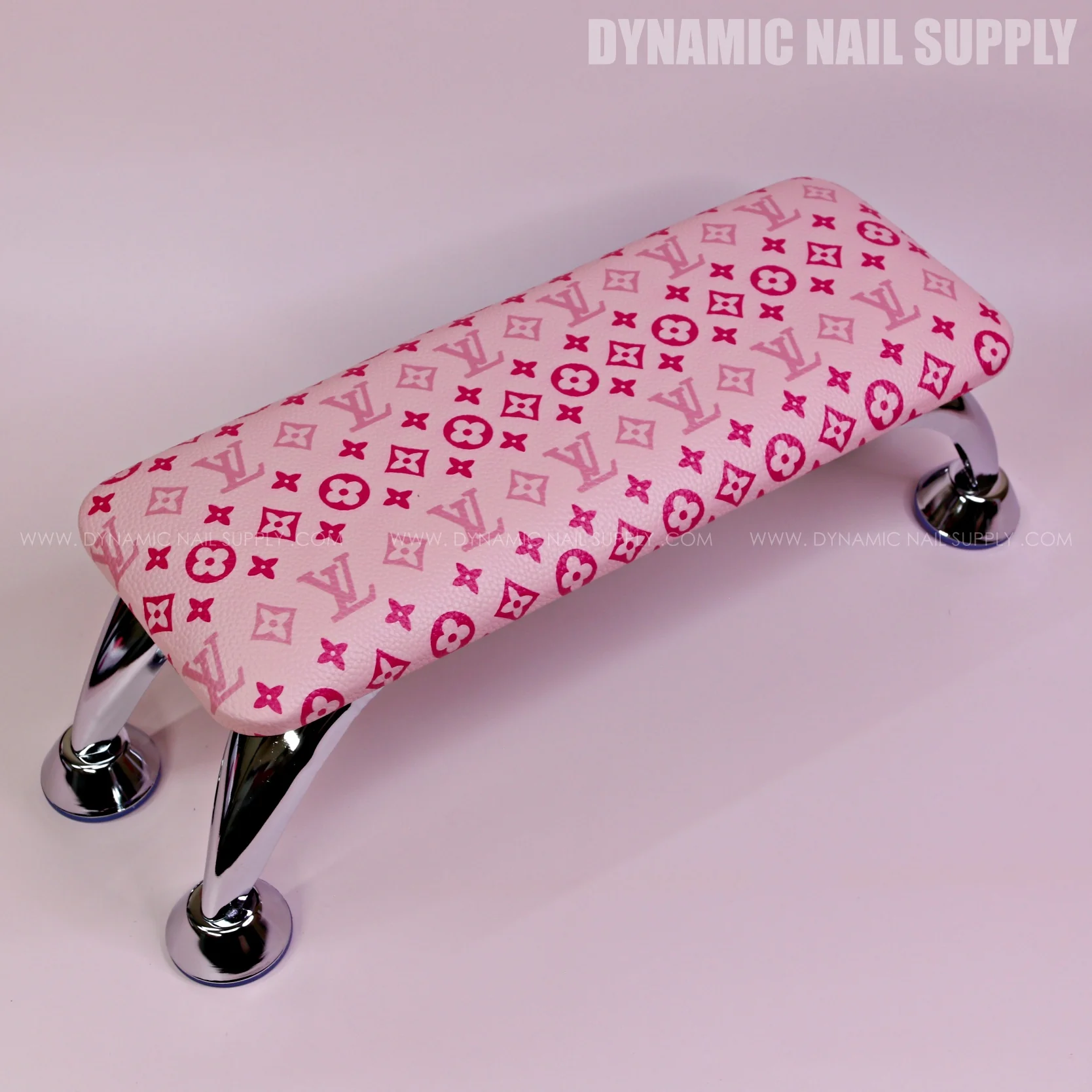 (RA022 - Pink/ Light Pink LV Pattern) Premium Logo Handrest for Nail Tech (Reposabrazos Para Manicura) - Image 4