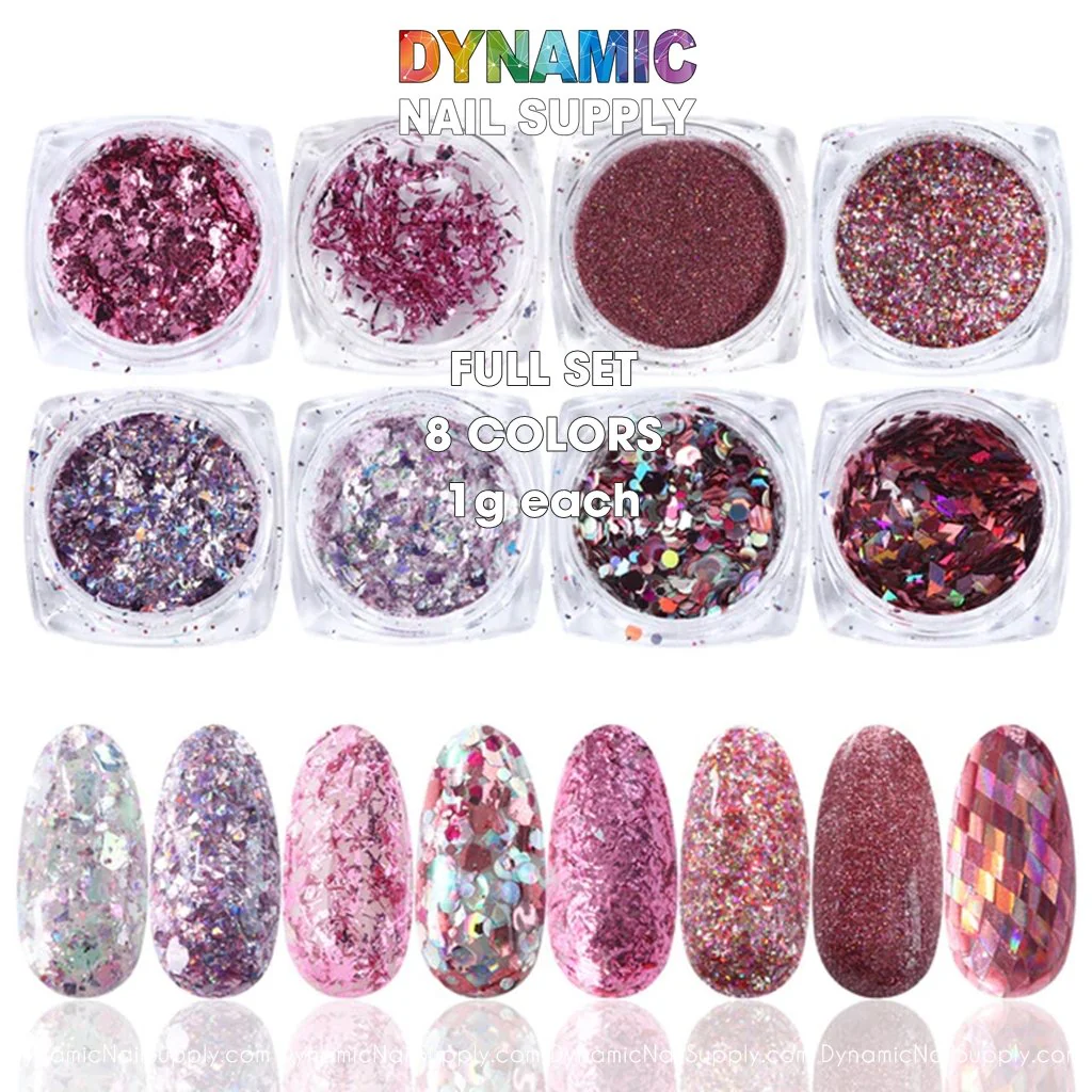 QH15060 SET 17 Holographic Nail Art Glitter Set Powder