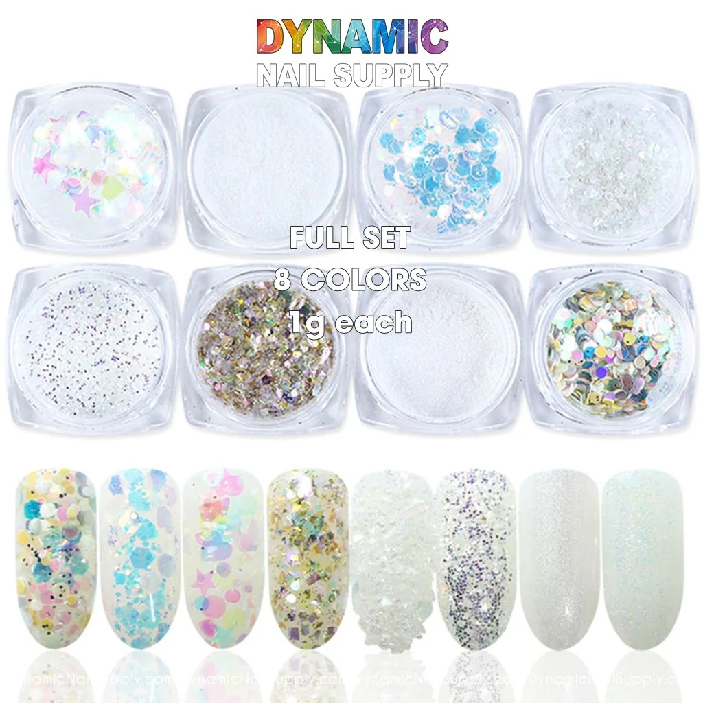 QH15060 SET 18 Holographic Nail Art Glitter Set Powder