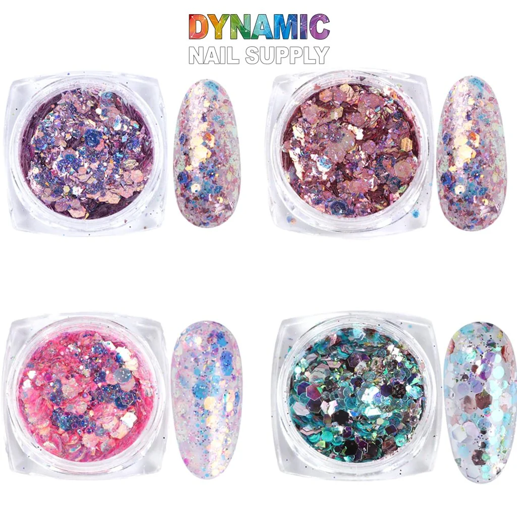 QH15060 SET 19 Holographic Nail Art Glitter Set Powder - Image 2