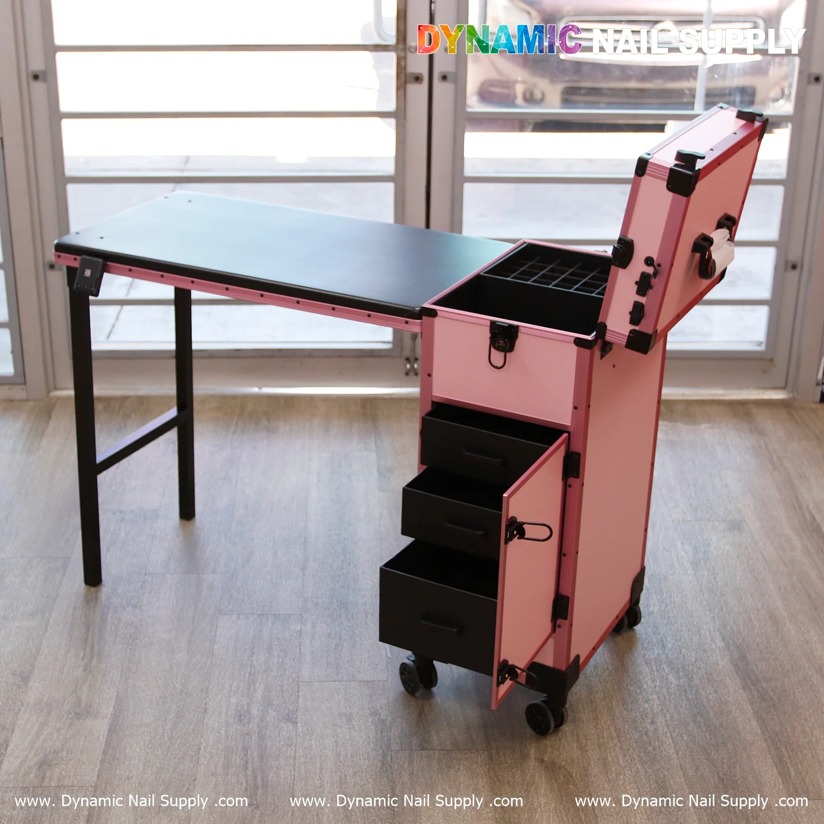 Rolling Portable Manicure Table – Foldable Nail Desk for Travel Makeup, Cosmetic Trolley, 3 Drawers, Mirror & Built-in Speaker - Image 11