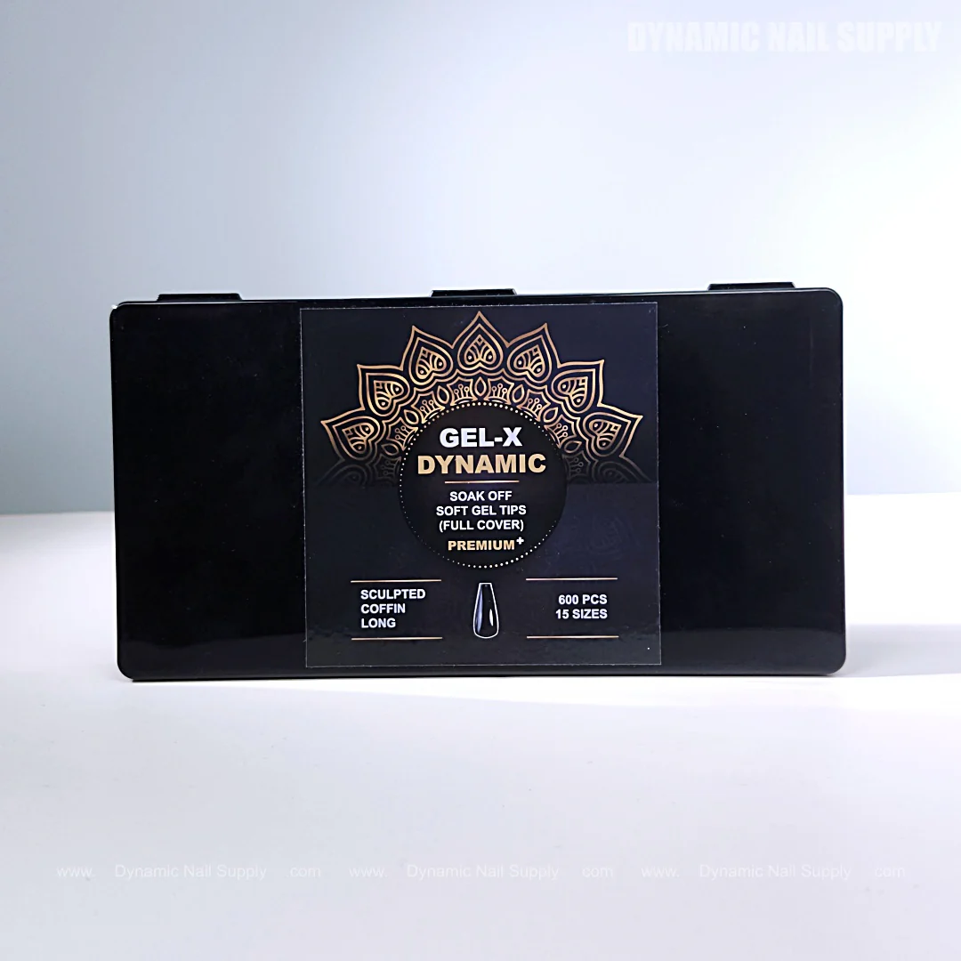 Sculpted Coffin (Long) Full Cover Soft-Gel Nail Tips (Black Box)