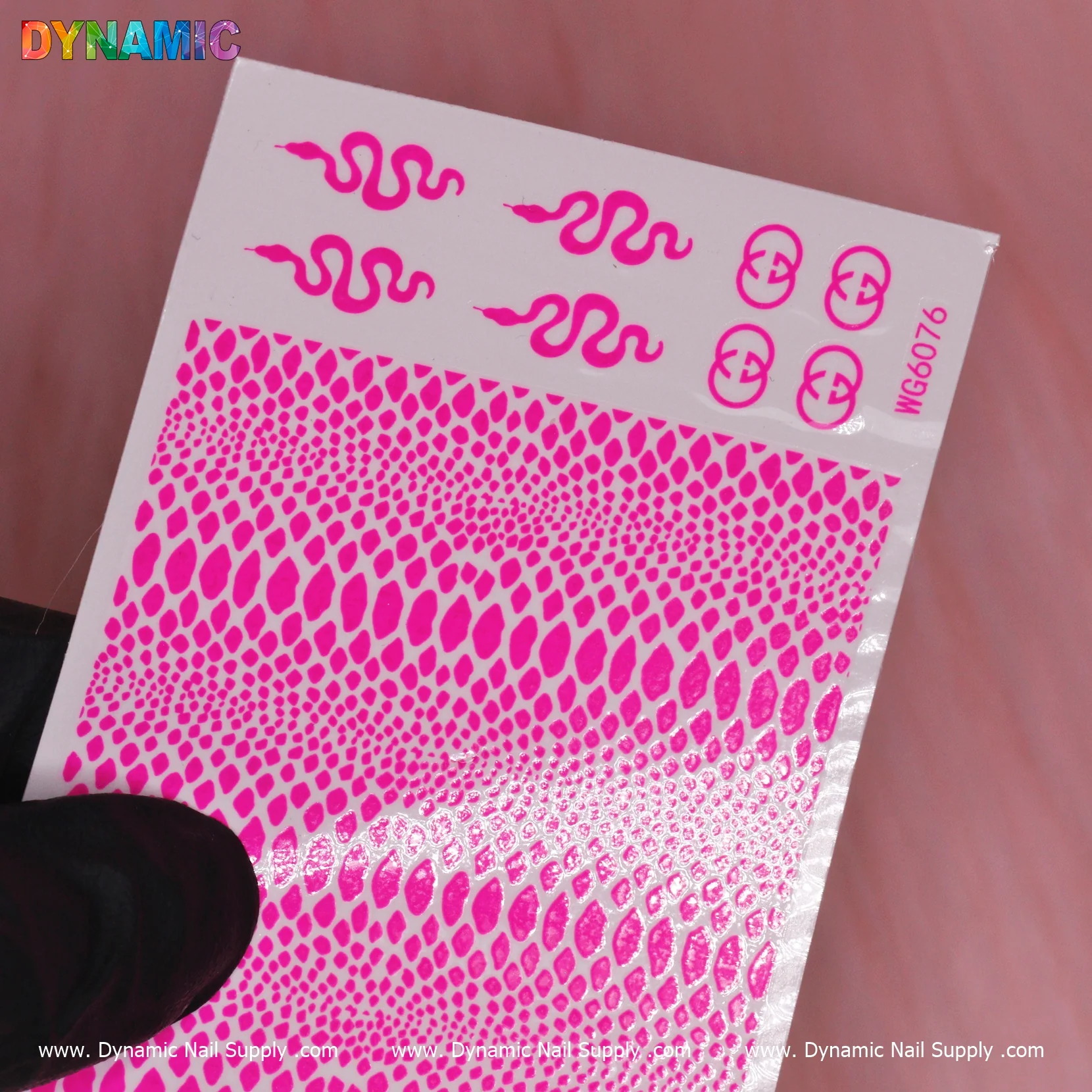 Snake Skin Nail Water Decal (WG6076) - Neon Pink - Image 2