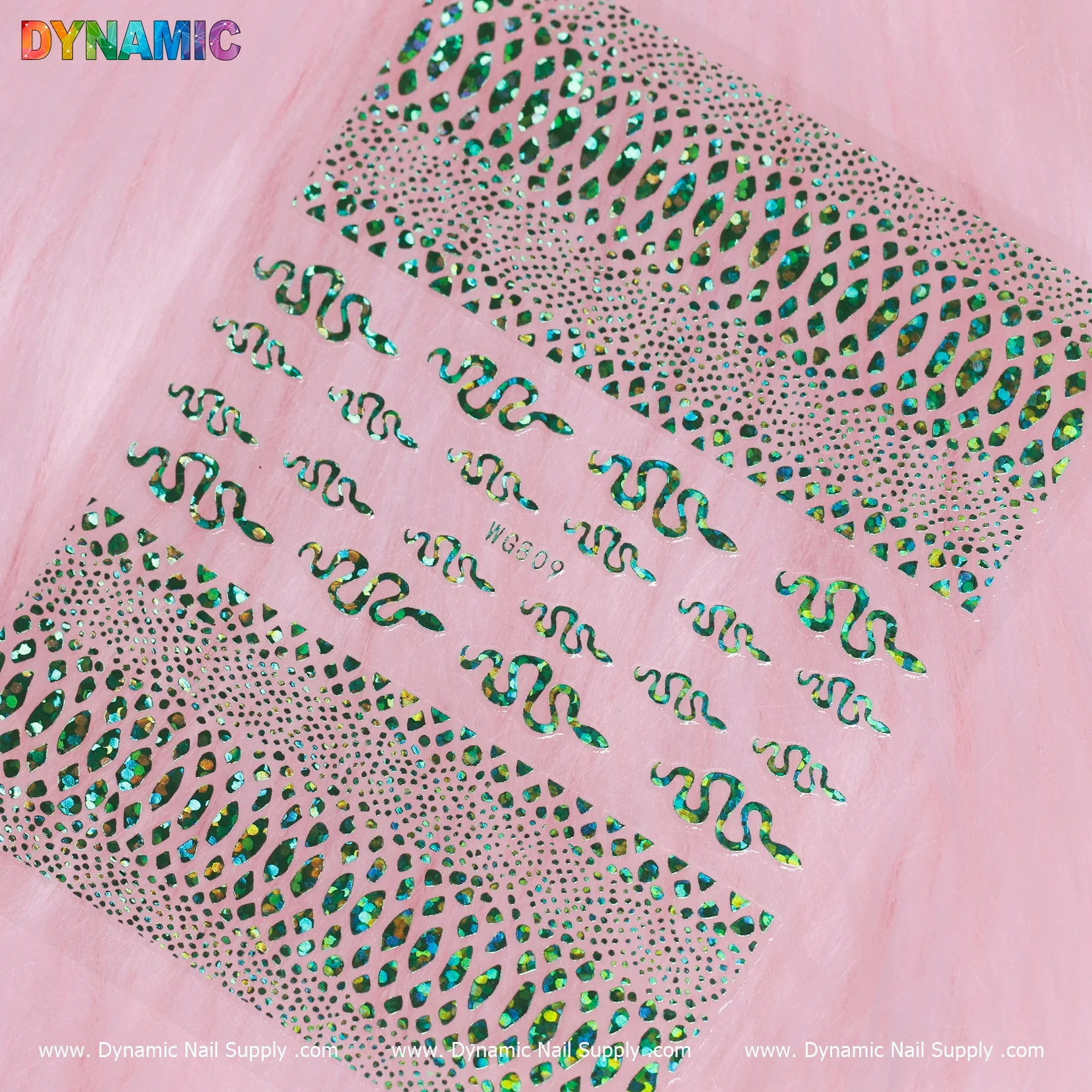 Snake Skin Nail Water Decal (WG809) - Green Holographic