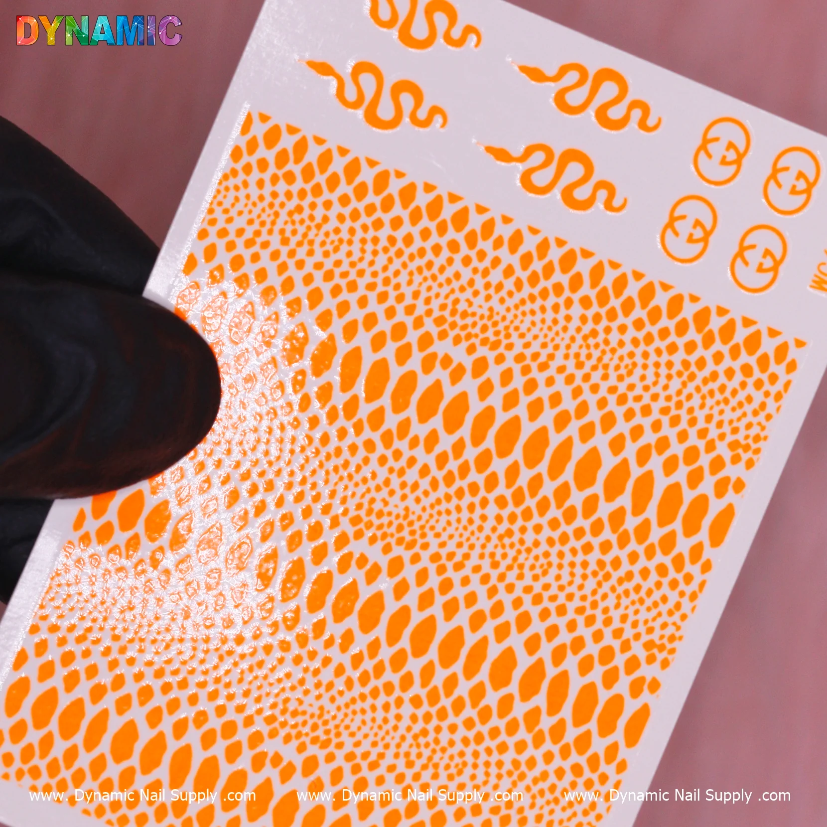 Snake Skin Nail Water Decal - Neon Orange - Image 2