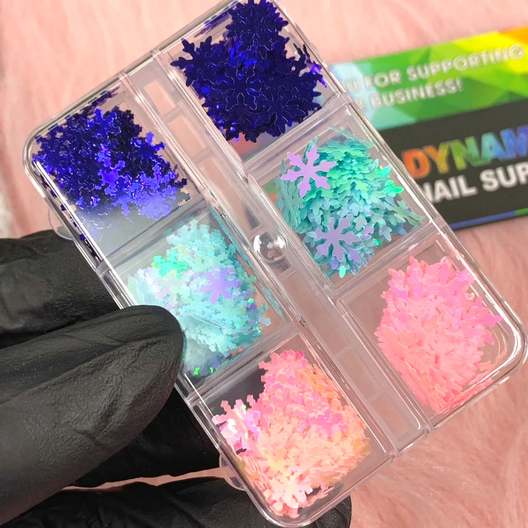 Special Iridescent Snowflakes Sequin Glitter for Christmas Nail Art design - Image 3