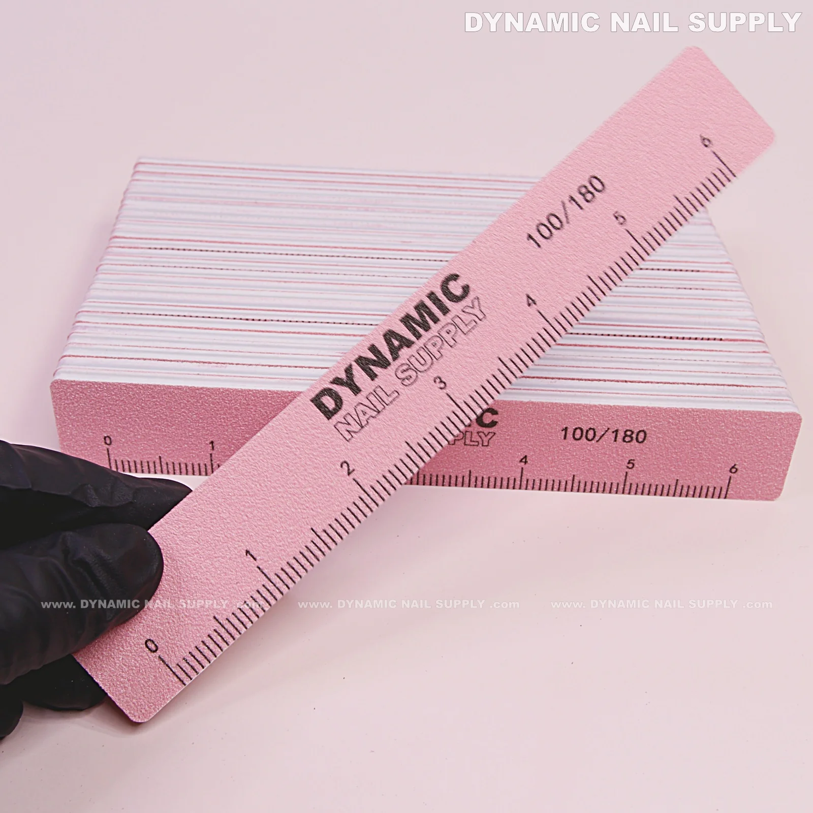 Square Acrylic-Nail files Grit 100/180 - Pack 25 - Pink Double-side with Hard board - Medium and Fine - Image 2