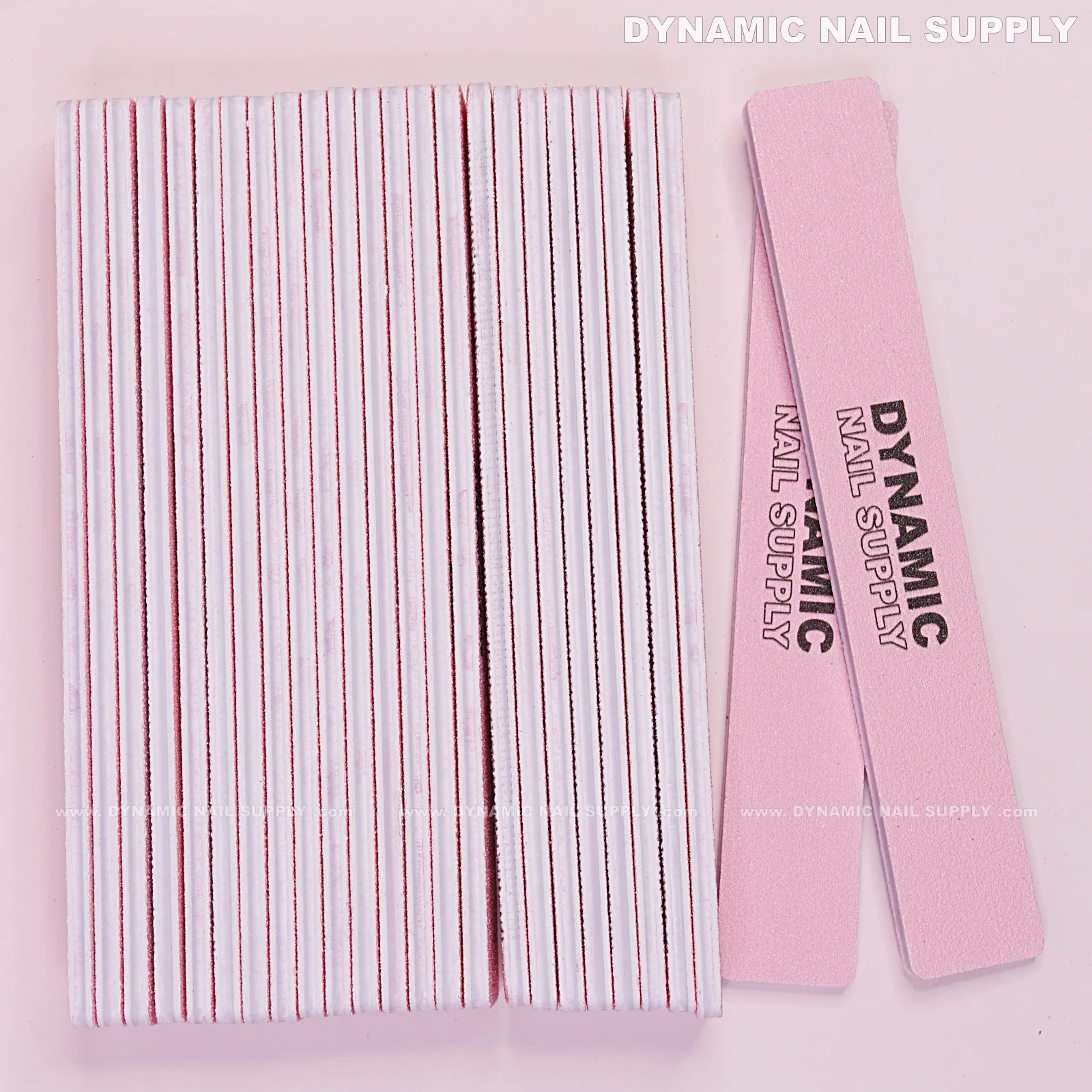 Square Acrylic-Nail files Grit 100/180 - Pack 25 - Pink Double-side with Hard board - Medium and Fine - Image 8