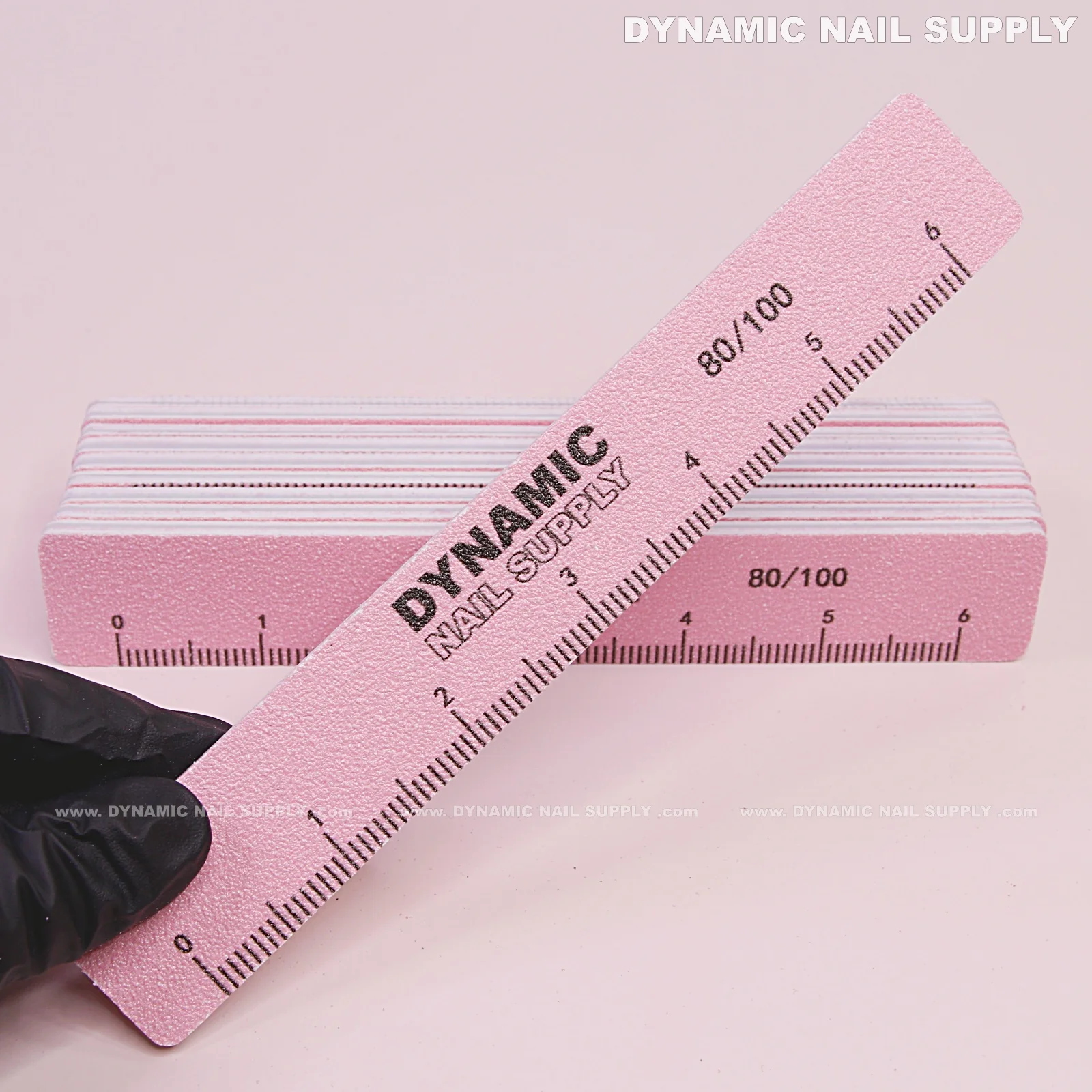 Square Nail files Grit 80/100 - Pack 10 - Pink hand file with Double-side and Hard board - Image 2