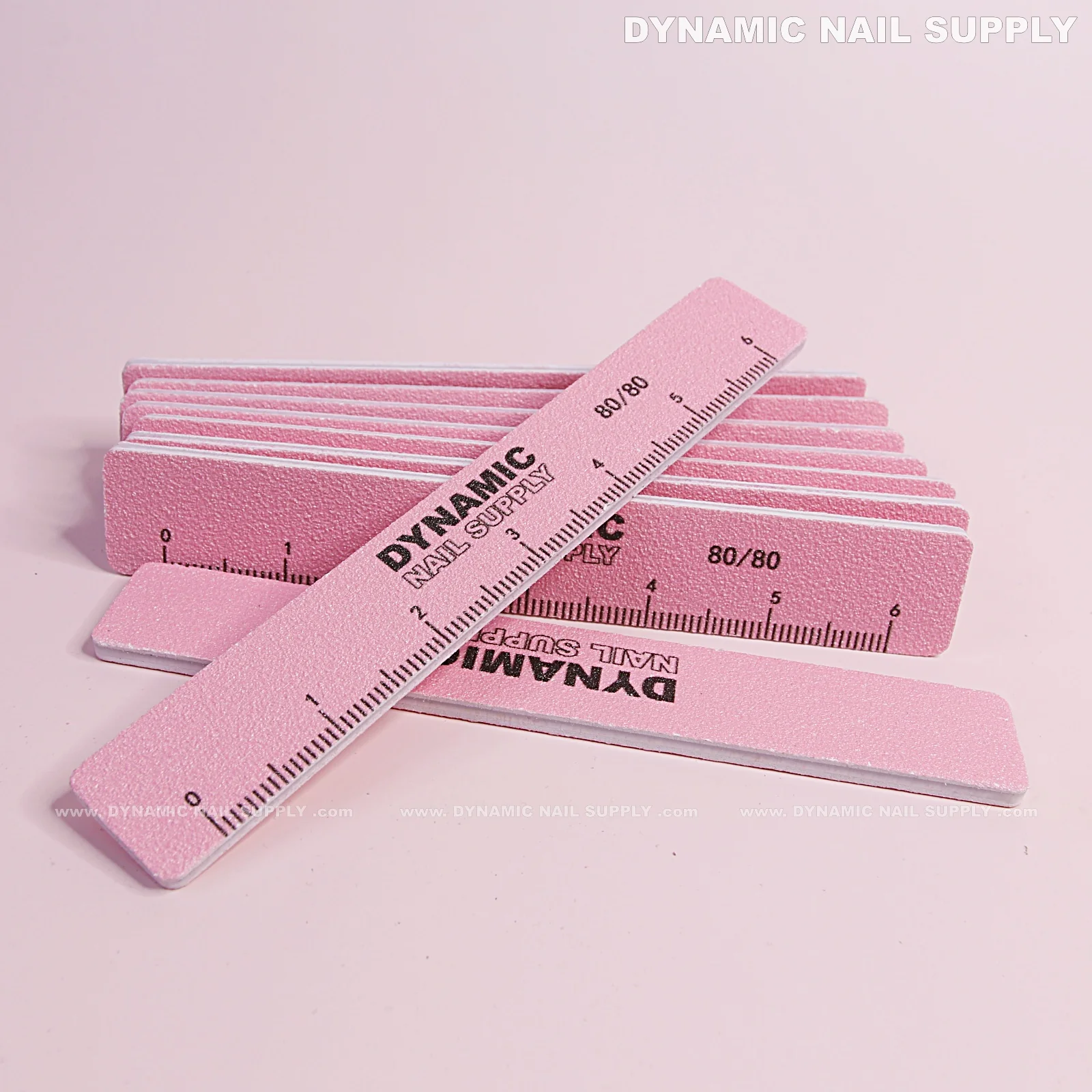 Square Nail files Grit 80/80 Coarse - Pack 10 - Pink - Double-side with Hard board