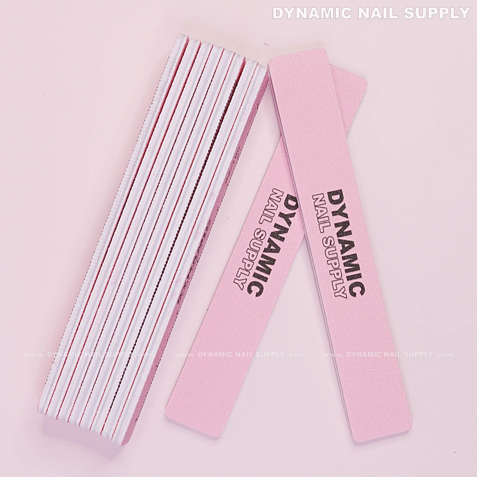 Square Nail files Grit 80/80 Coarse - Pack 10 - Pink - Double-side with Hard board - Image 3