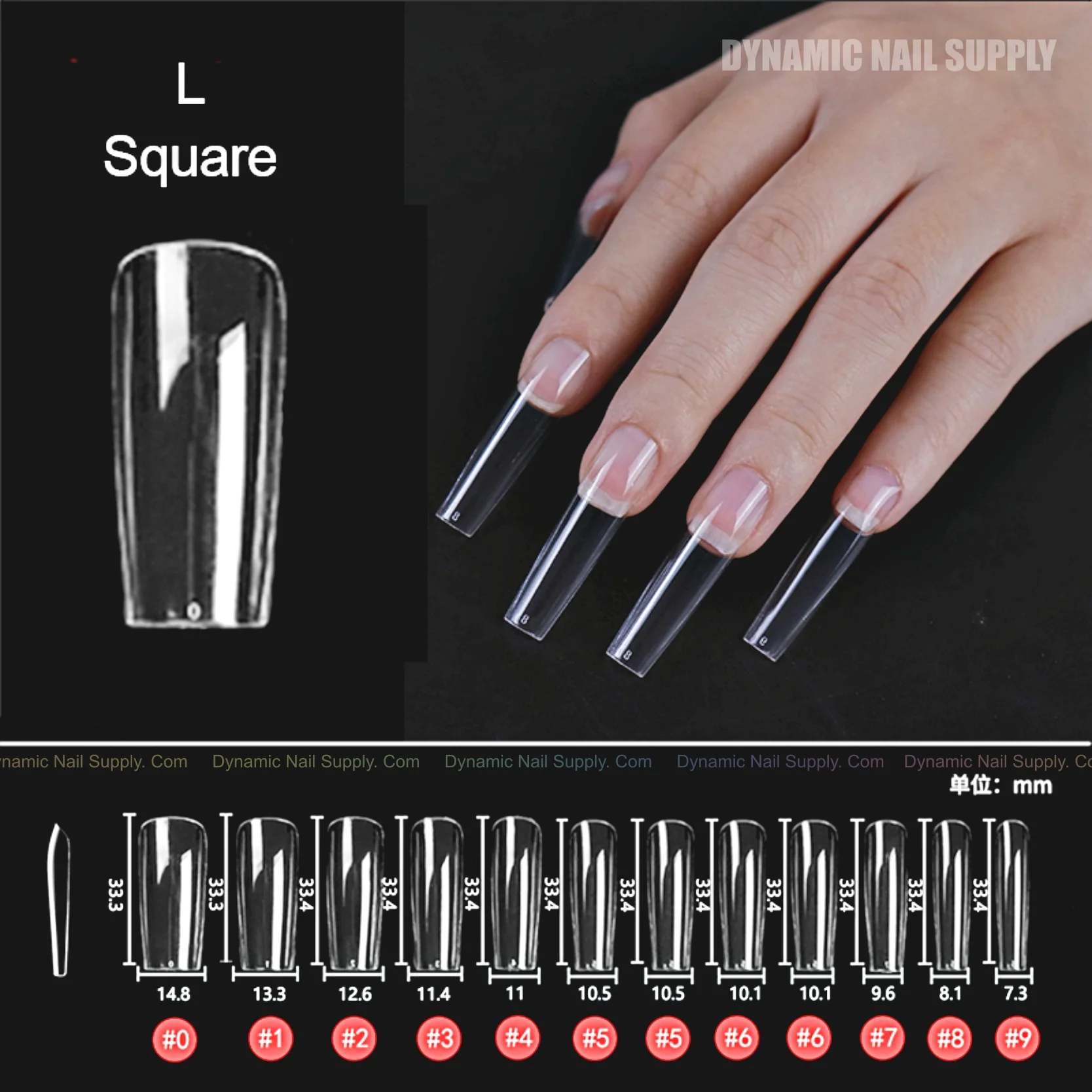 [Square L] Full Cover Tips - Soft Gel X tips - 360 pcs - Long Length- 10 sizes - Image 2