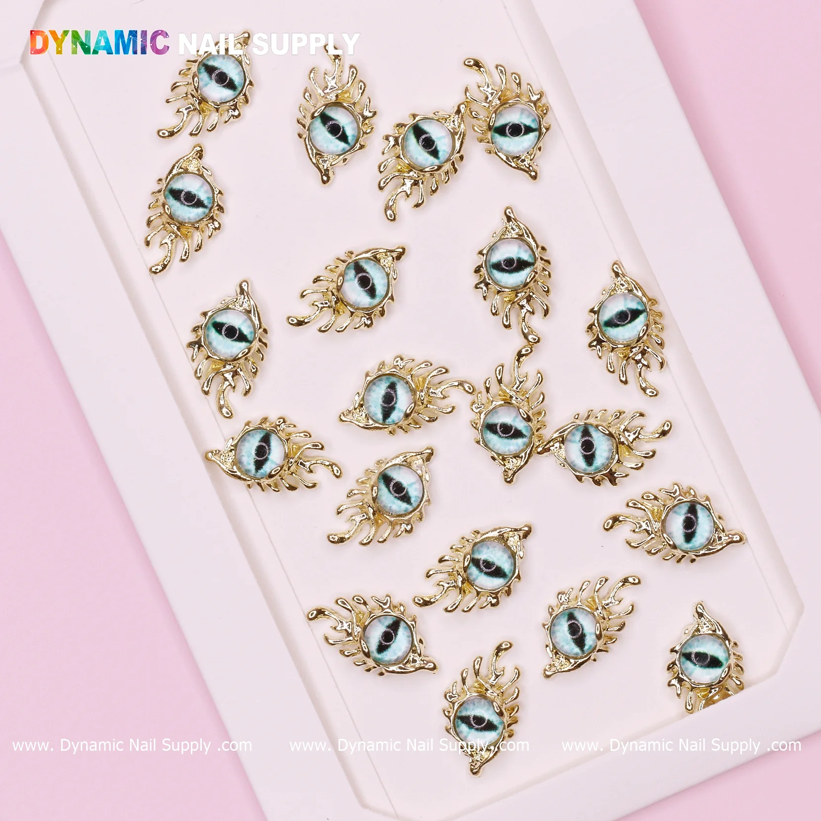 The Light Blue GreaT EyEs (Eye of SauR0n) charms for nails art design with Gold Frames - Image 5