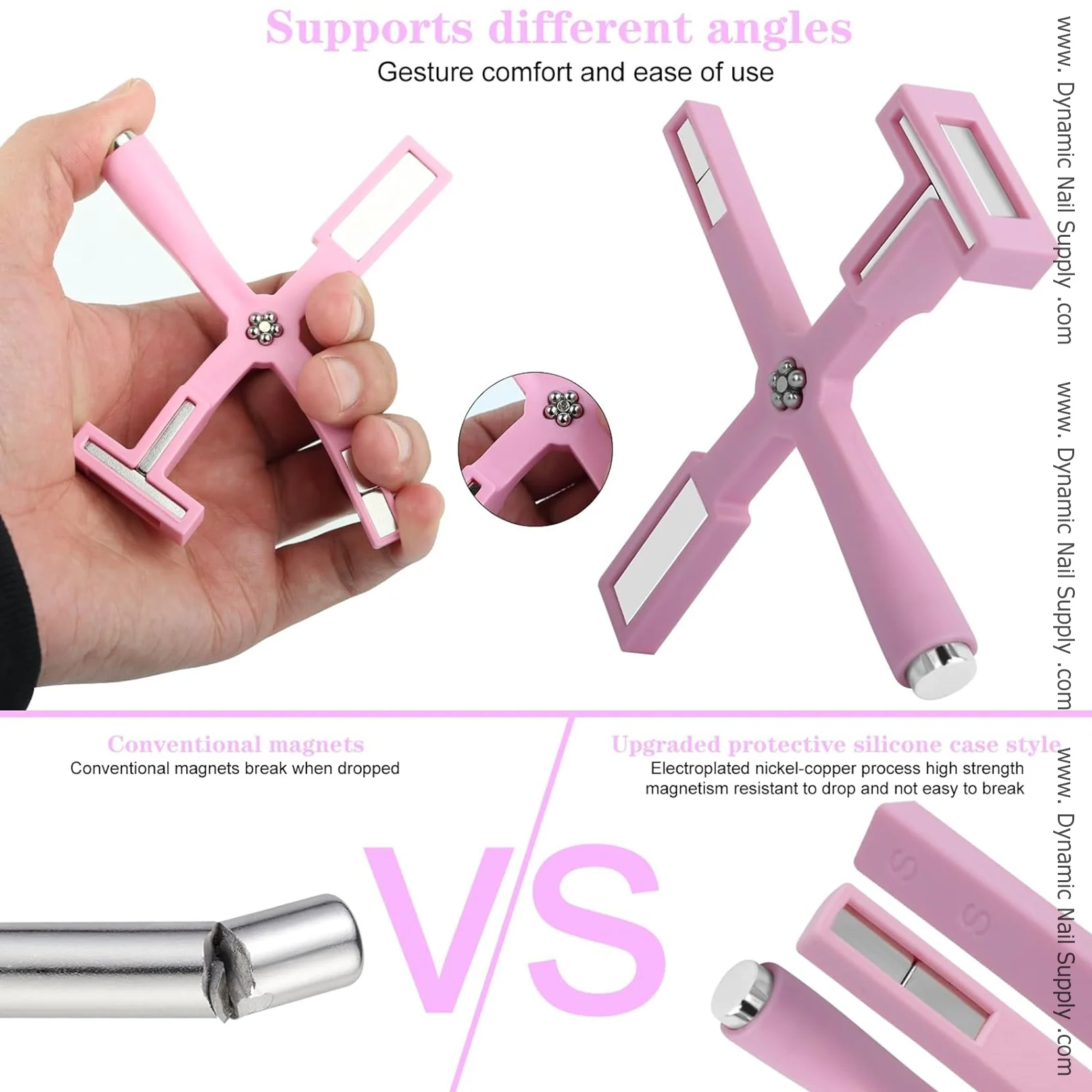 Upgraded 5-in-1 Magnet Tool Bar for Cat eye gel polish (Pink Silicone handle) - Image 4