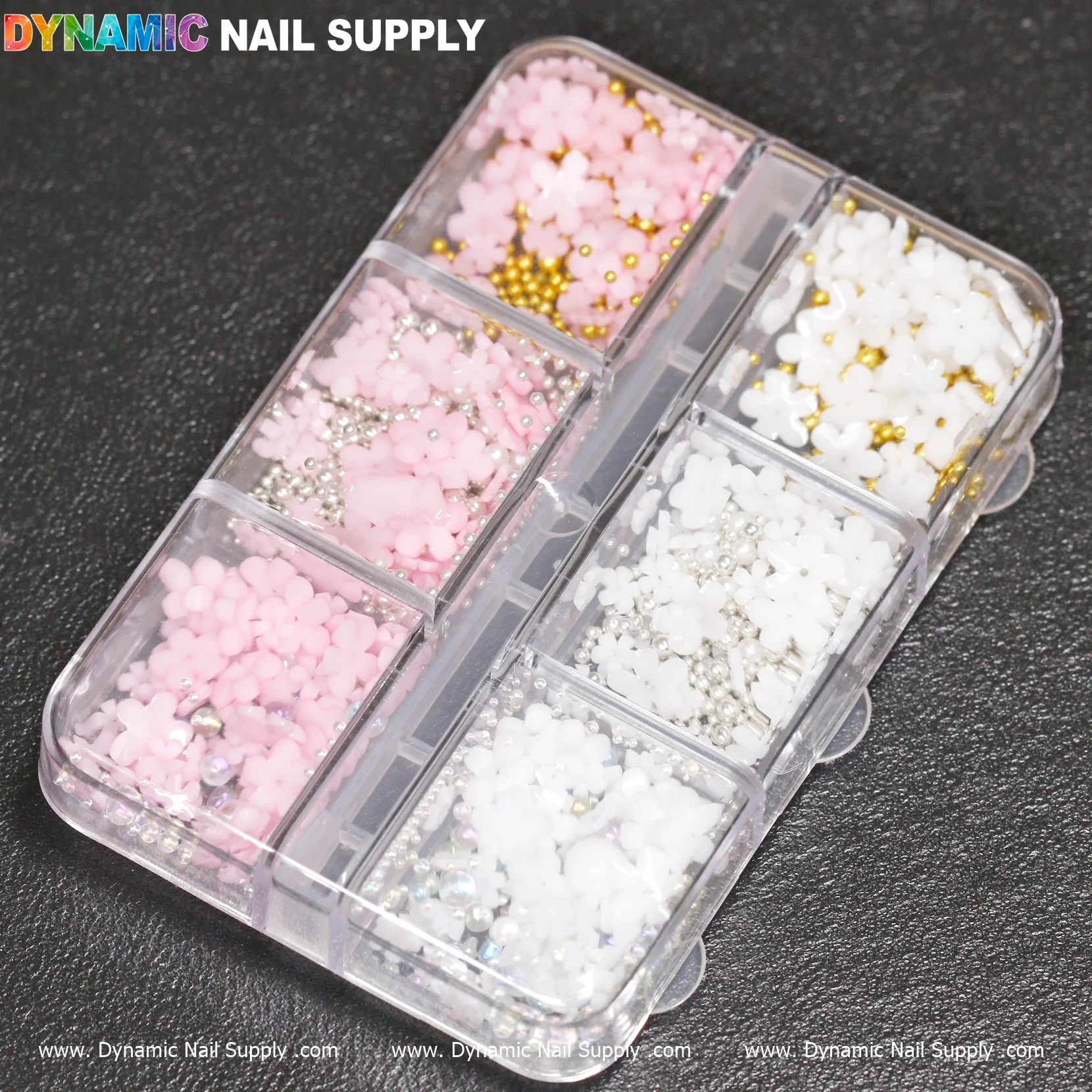 (White and pink) 3D resin Flowers for Nails Art design - Image 3