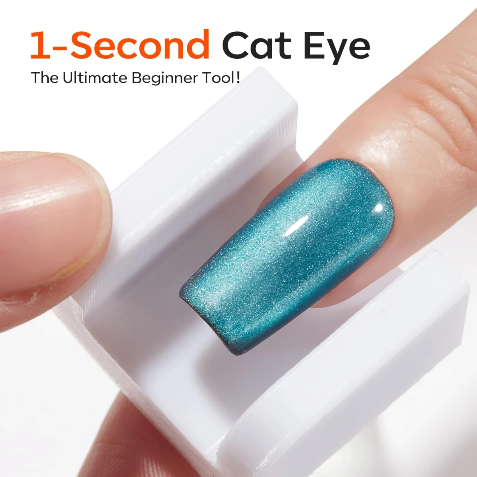 White Cat Eye Nail Magnet U-Shape 5D Strong Magnetic Nail Art Tool for Cat Eye Gel Polish - Non-Slip Finger Stand for DIY & Salon - Image 2
