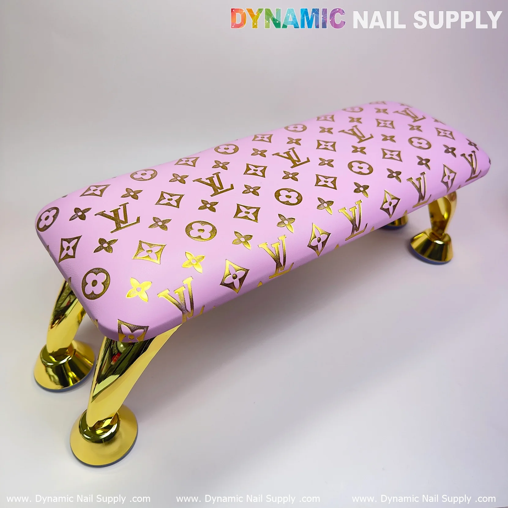 (Pink&Gold LV Pattern) Leather Armrest Cushion Pillow for Pedicure Manicure (Reposabrazos Para Manicura) - Image 3