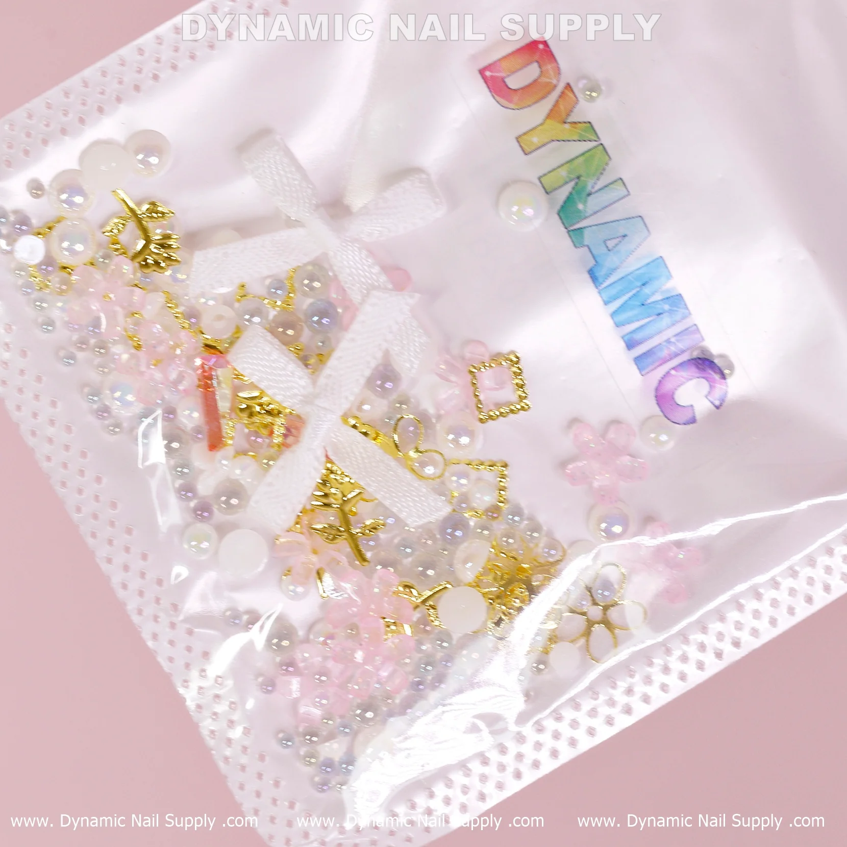 Luxury Golden roses, White Pearls and Flowers Set (White Theme) For Nail Art Design - Image 2