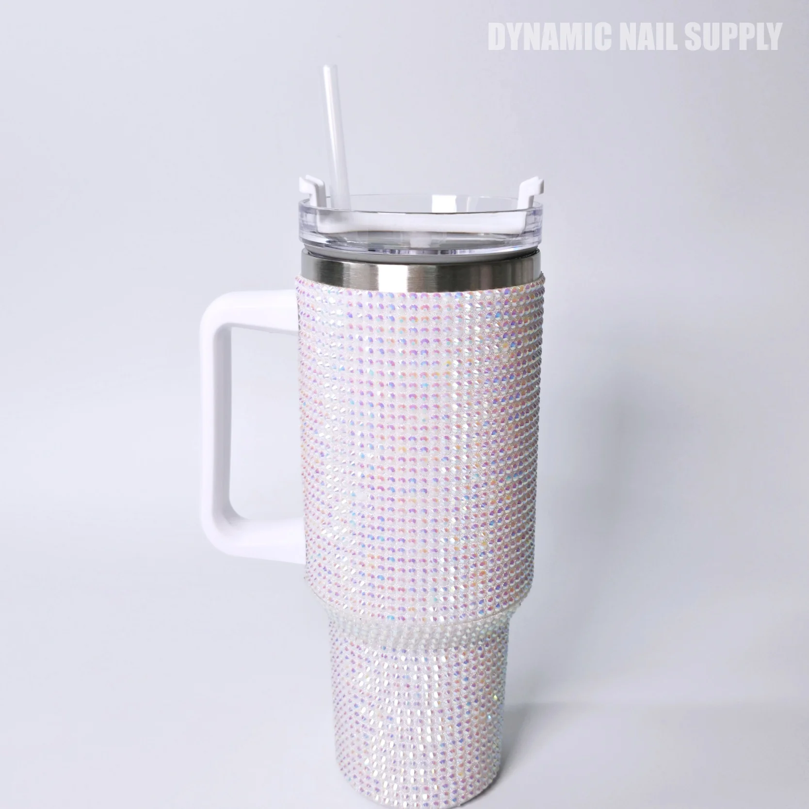 (White Rhinestone) Stainless Steel Tumbler (40oz) - Image 4