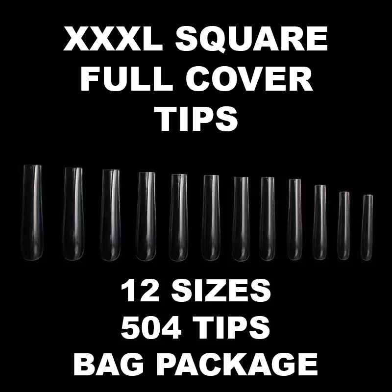 XXXL Square Full-cover Tips - 3XL Soft gel press on square tip (504 pcs bag - 12 sizes) - Image 3