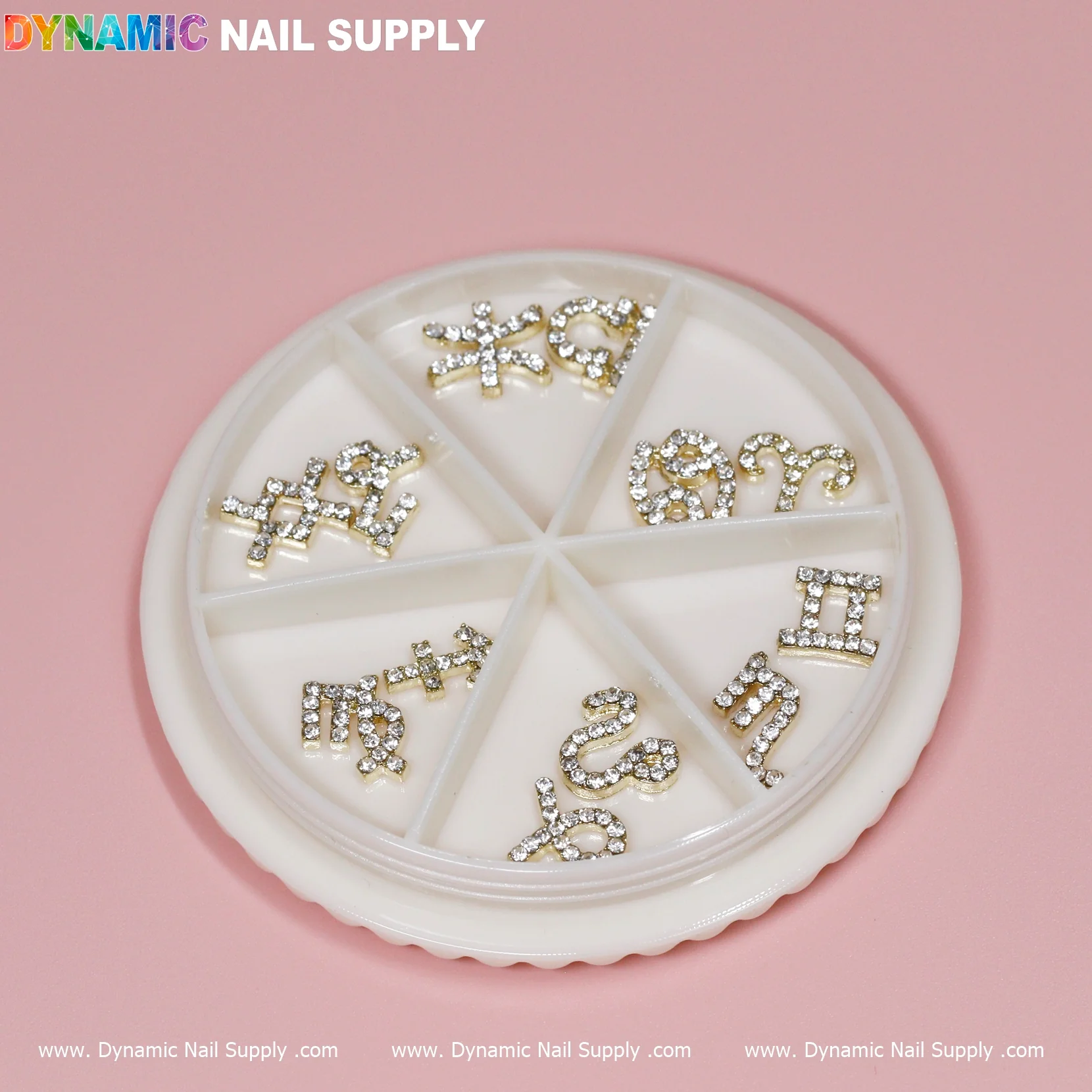 Set of 12 pcs Gold Zodiac Sign Nails Charm with Rhinestone (Zodiac Symbol) - Image 4